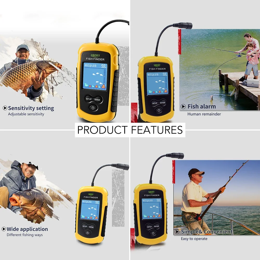 محظوظ LCD شاشة ملونة المحمولة  - مراجعة Fish Finder Transducer وسعره